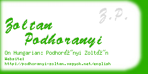 zoltan podhoranyi business card